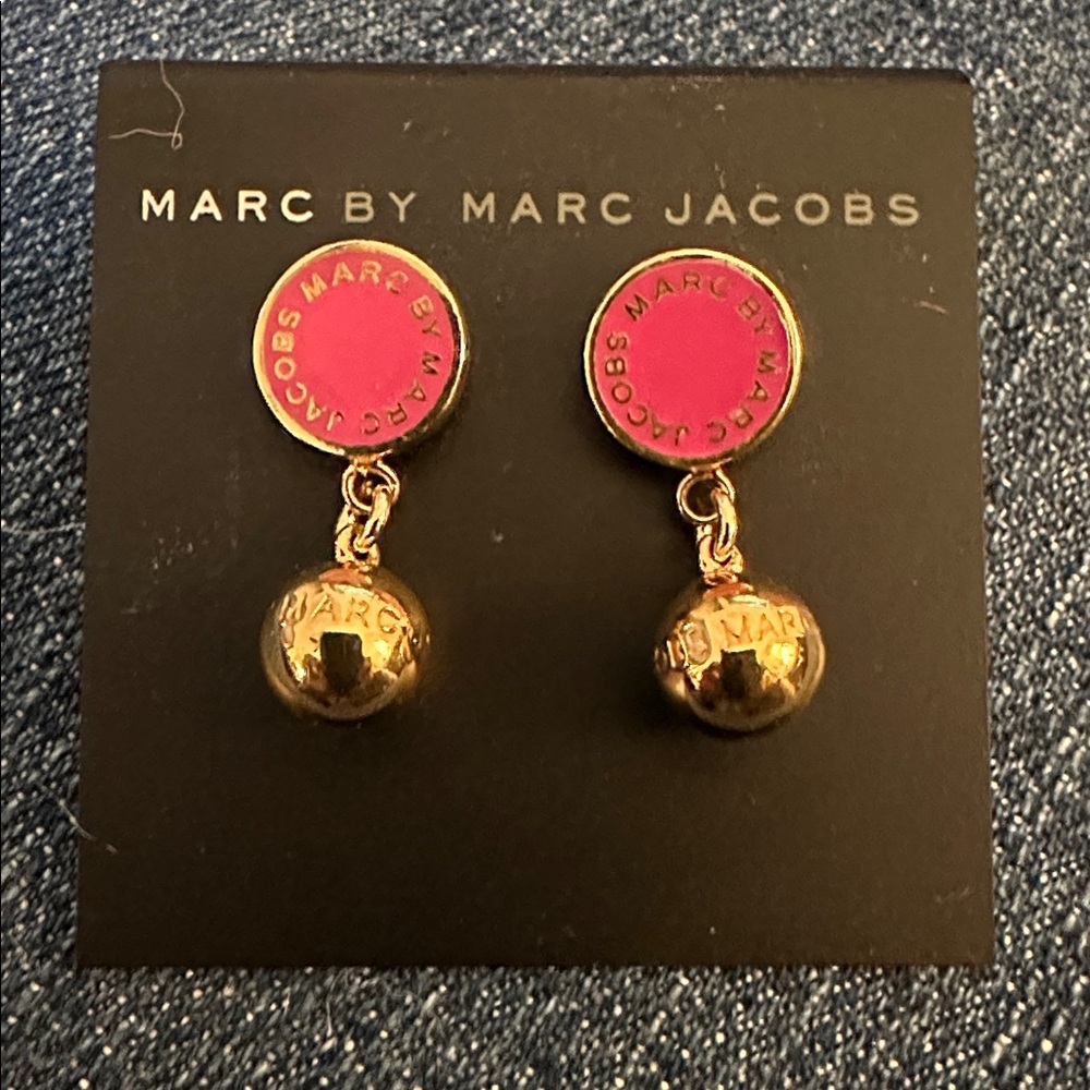 Marc by Marc Jacobs Fuchsia and Gold Drop Earrings